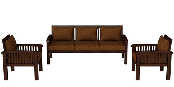 Atlantis Teak Wood Sofa Set (3+1+1) in Mahogany Finish